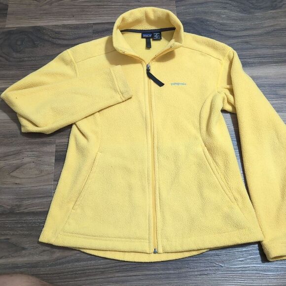 Patagonia Fleece Synchilla Womens S Yellow Full Zip Jacket Hiking Made In USA Y6 - Picture 2 of 7